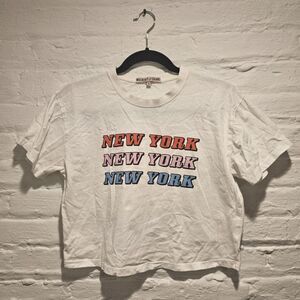 Mulberry and Grand New York Boxy Short Sleeve Crop Top, Size S